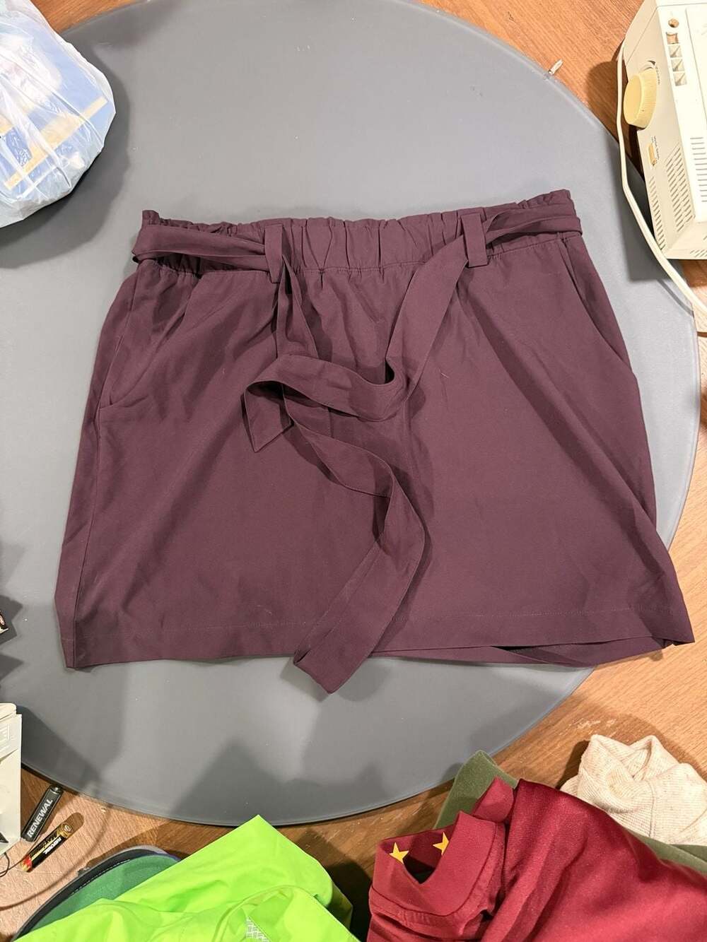 RBX Active Skort Size L Burgundy Tied Waist Athletic